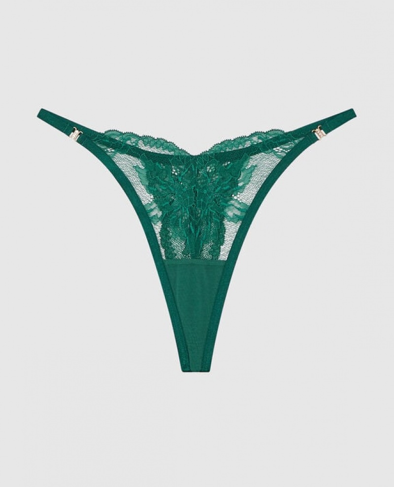 Women\'s La Senza High Leg Thong Panty Underwear Green | kcQqbGfi