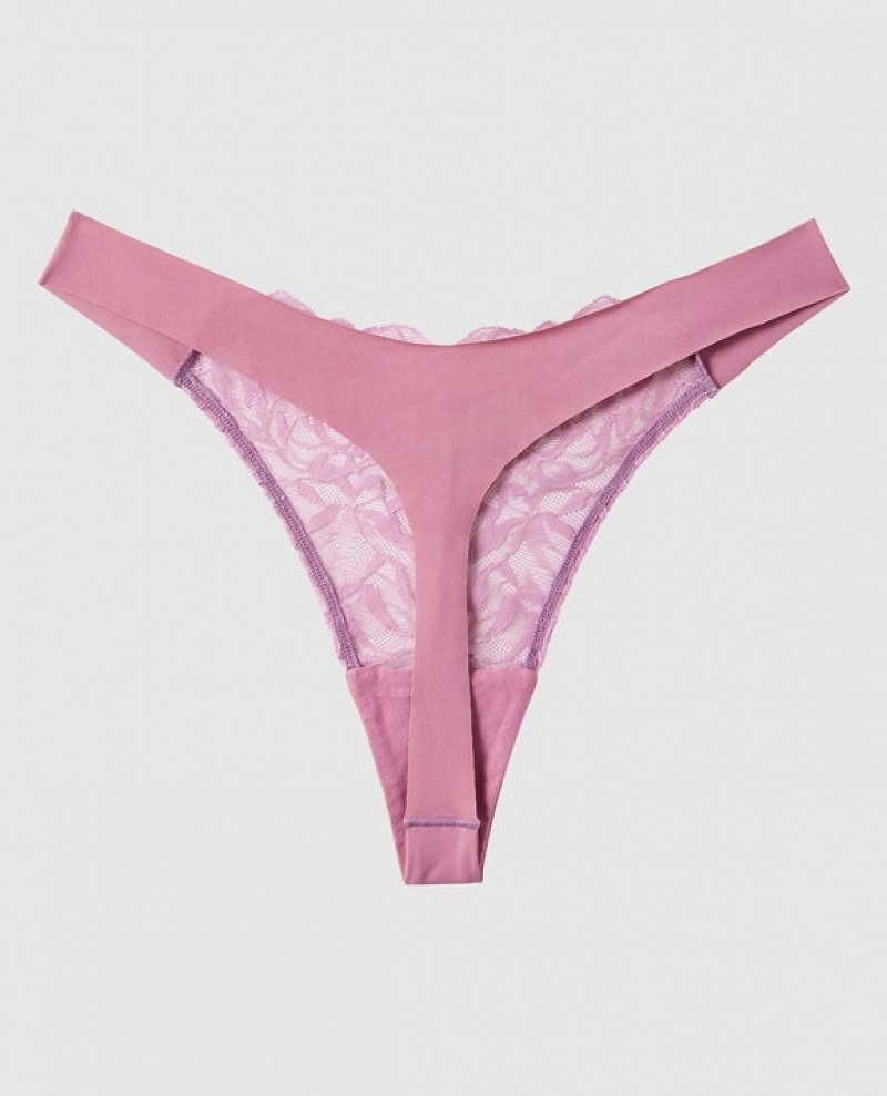 Women's La Senza High Leg Thong Panty Underwear Rosecrush | idcG6ufY