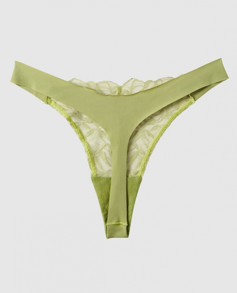 Women's La Senza High Leg Thong Panty Underwear Fern | bKez75Y6