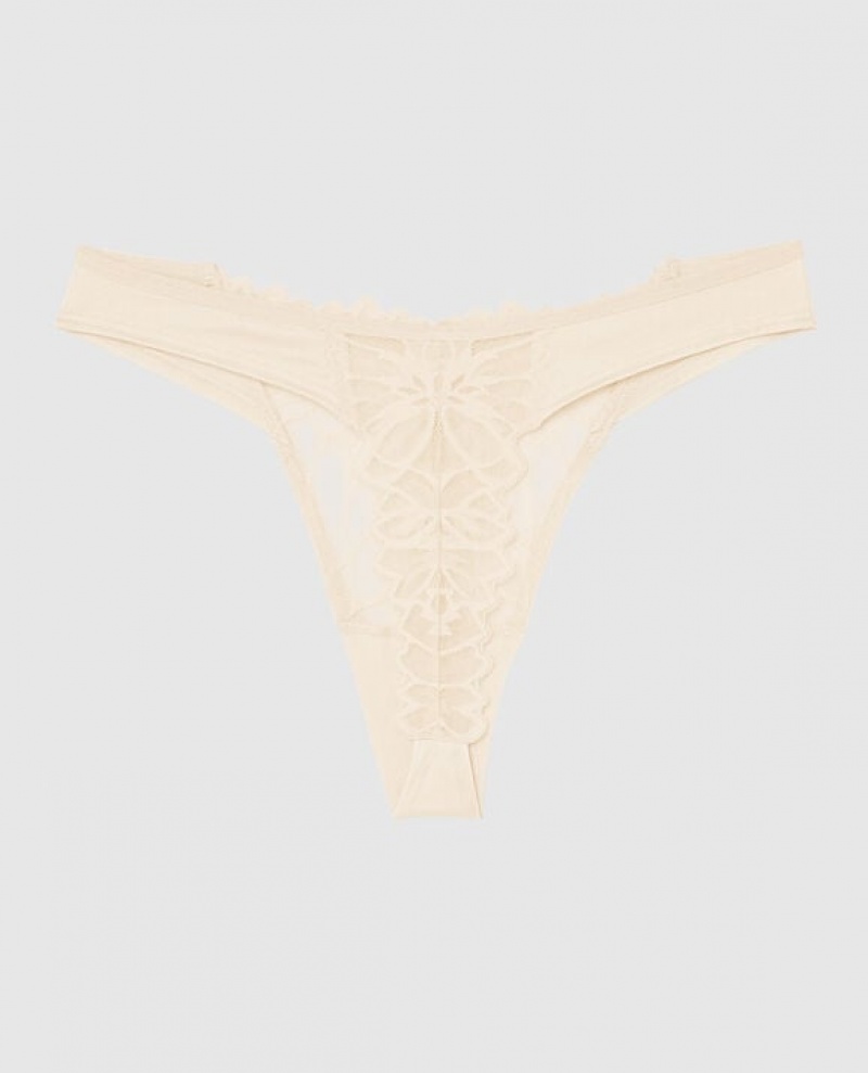 Women's La Senza High Leg Thong Panty Underwear Pearl | Vw5iZe0c