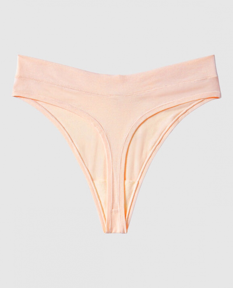 Women's La Senza High Leg Thong Panty Underwear Pink | iwn0e0bJ