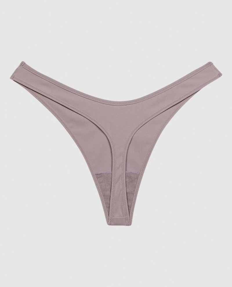 Women's La Senza High Leg Thong Panty Underwear Winterberry | d9pREtQ8