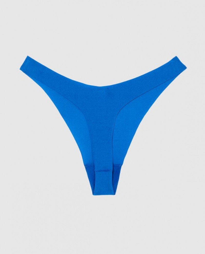 Women's La Senza High Leg Thong Panty Underwear Deep Blue | kZ2Ok9fp