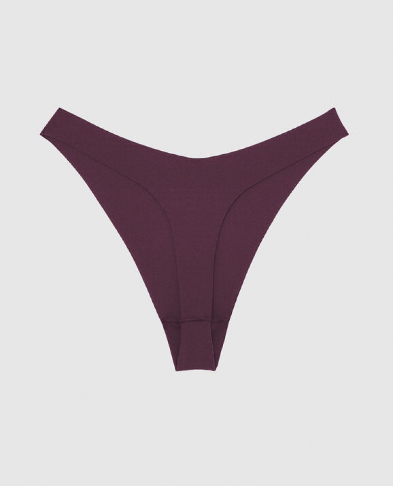 Women's La Senza High Leg Thong Panty Underwear Purple | zMkkPKtZ