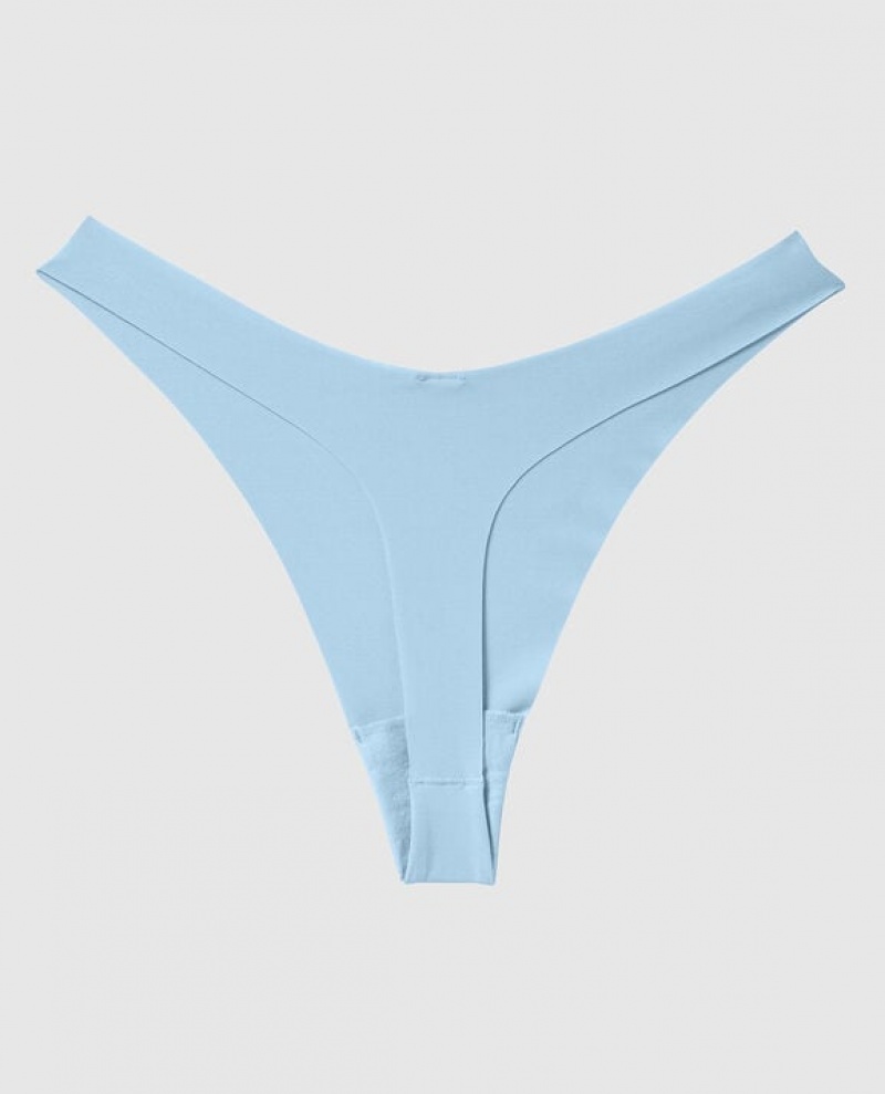 Women's La Senza High Leg Thong Panty Underwear Blue | AGjqGbxa