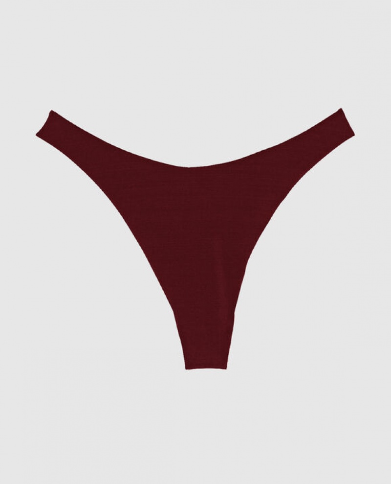 Women\'s La Senza High Leg Thong Panty Underwear Red Burgundy | x2uGmKJB