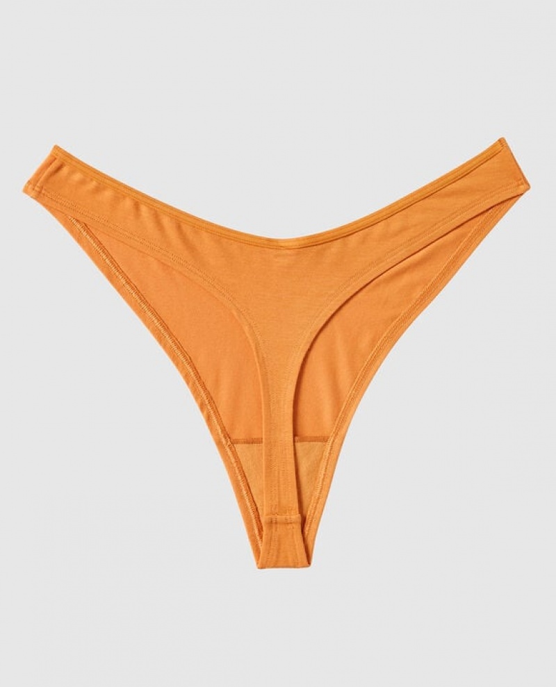 Women's La Senza High Leg Thong Panty Underwear Golden Hour | 3tZHwm0J