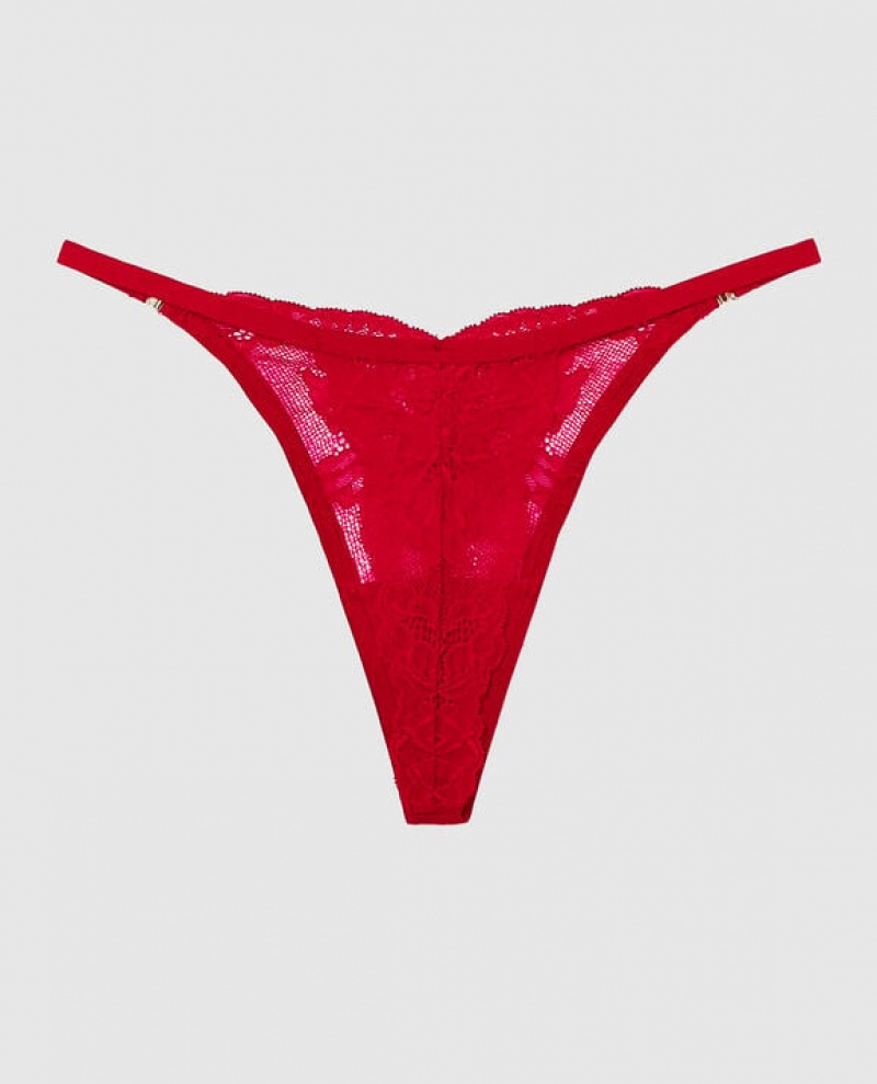 Women's La Senza High Leg Thong Panty Underwear Red | 0MTkATSO