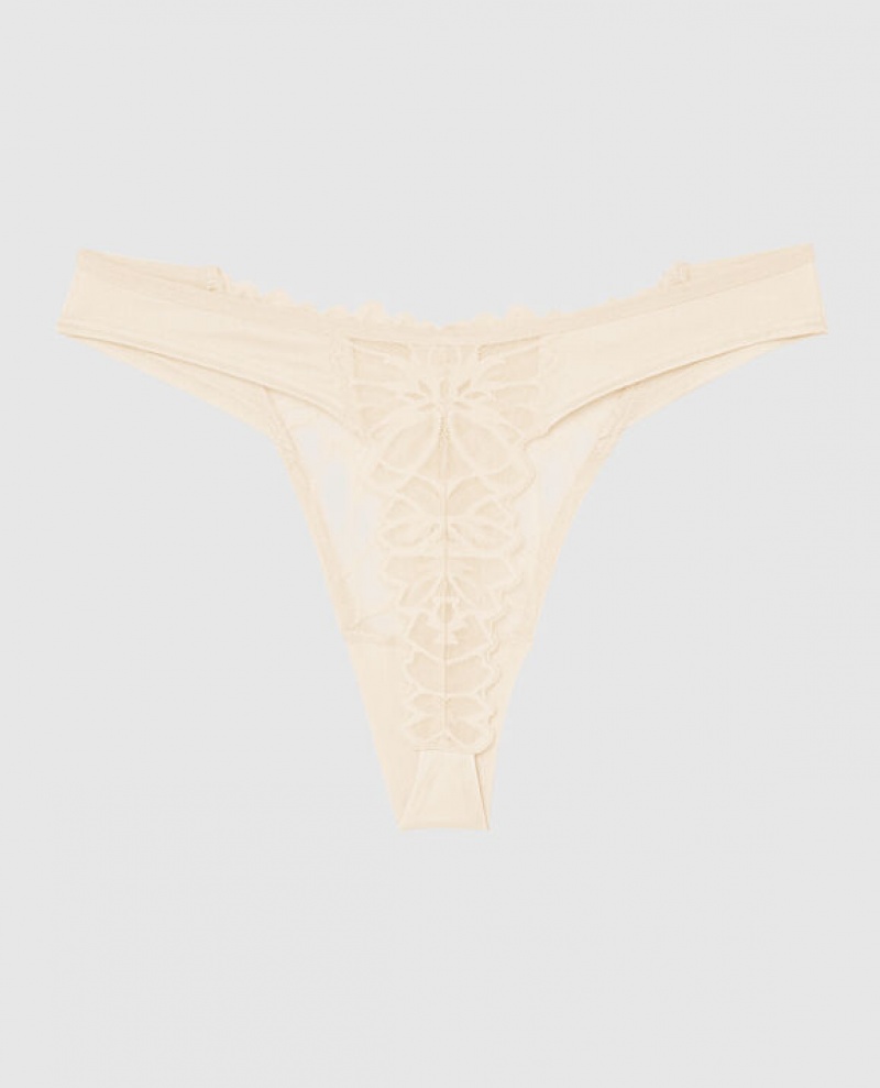 Women's La Senza High Leg Thong Panty Underwear Pearl | 9h84djIn