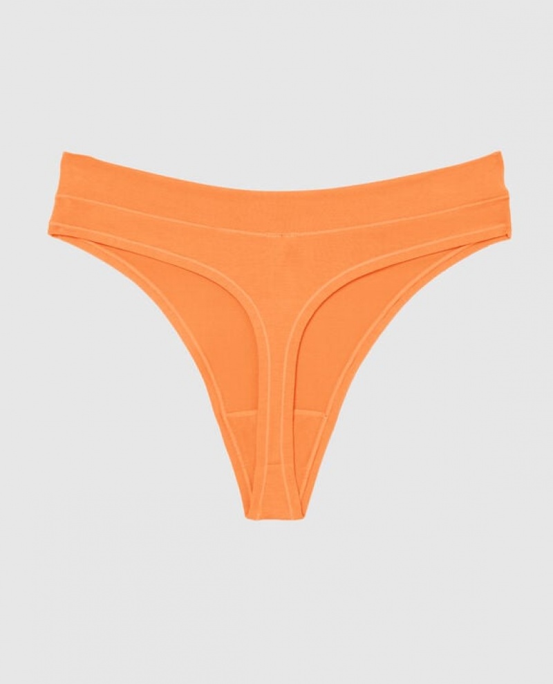 Women's La Senza High Leg Thong Panty Underwear Apricot | bGmonT8F