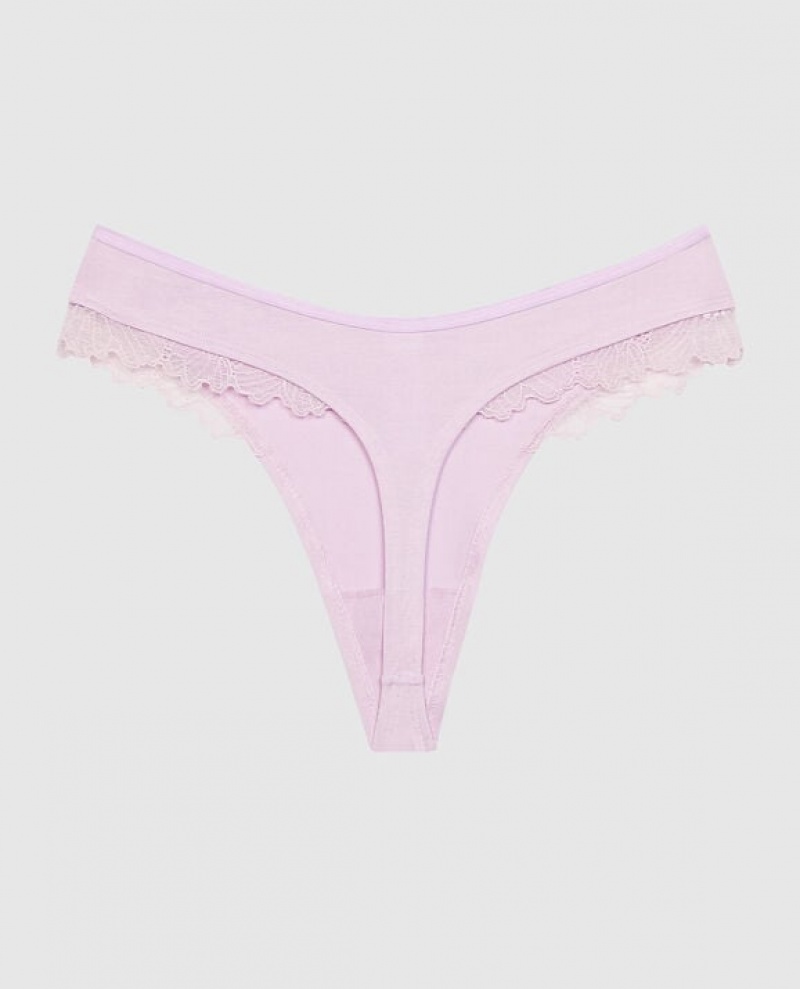 Women's La Senza High Leg Thong Panty Underwear Purple | RuUjQKWV