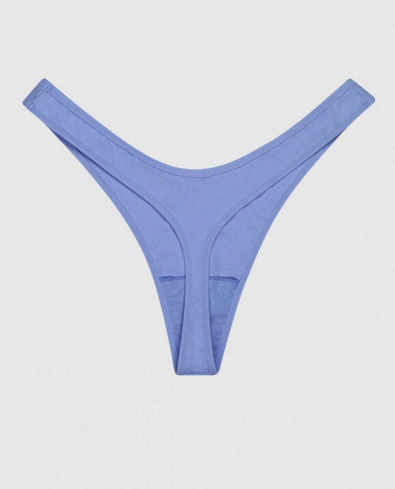 Women's La Senza High Leg Thong Panty Underwear Blue | LQT6LtXs