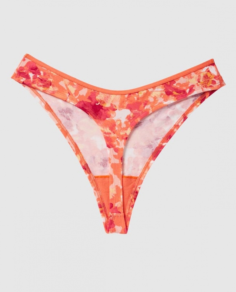 Women's La Senza High Leg Thong Panty Underwear Coral | 9rShr0Mw