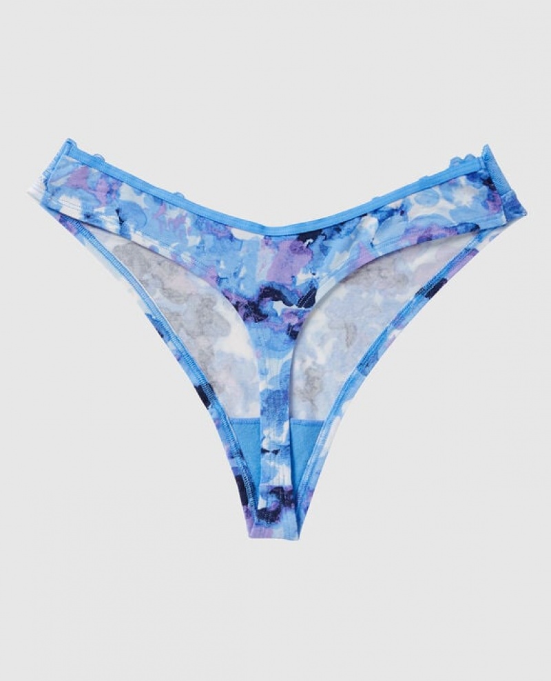 Women's La Senza High Leg Thong Panty Underwear Blue | jumET3QA