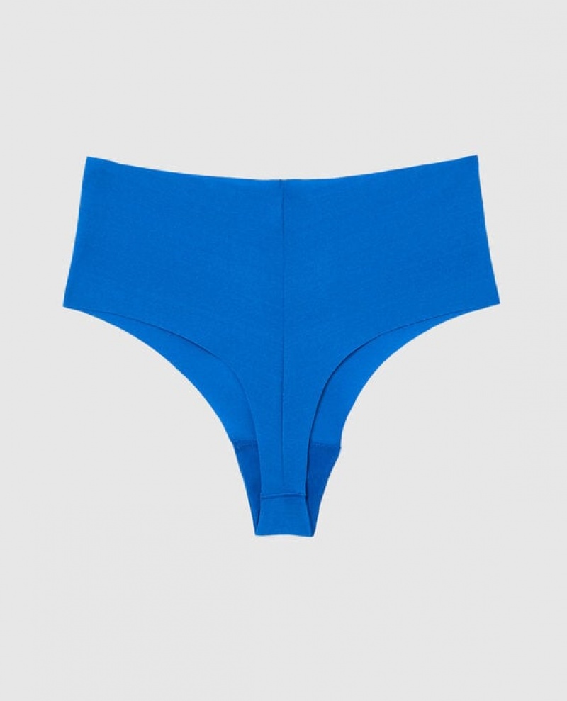 Women's La Senza High Waist Thong Panty Underwear Deep Blue | Zbai9FjE