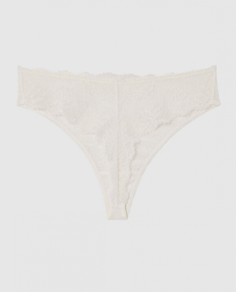 Women's La Senza High Waist Thong Panty Underwear White | VwMxkFQj