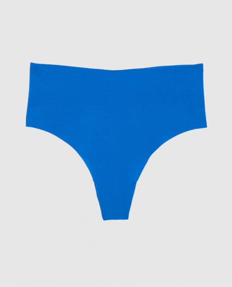 Women\'s La Senza High Waist Thong Panty Underwear Deep Blue | RVxDSGYc