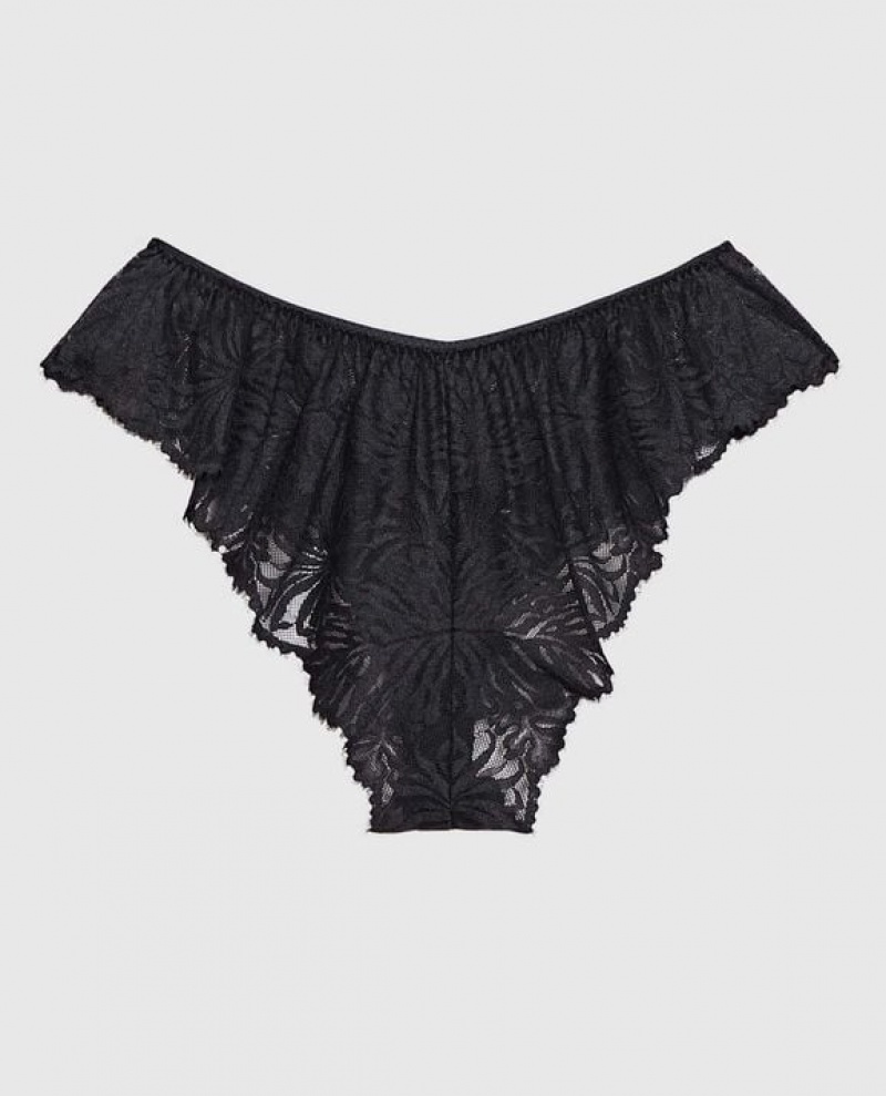 Women's La Senza Lace Cheeky Panty Underwear Black | UWqE4O28