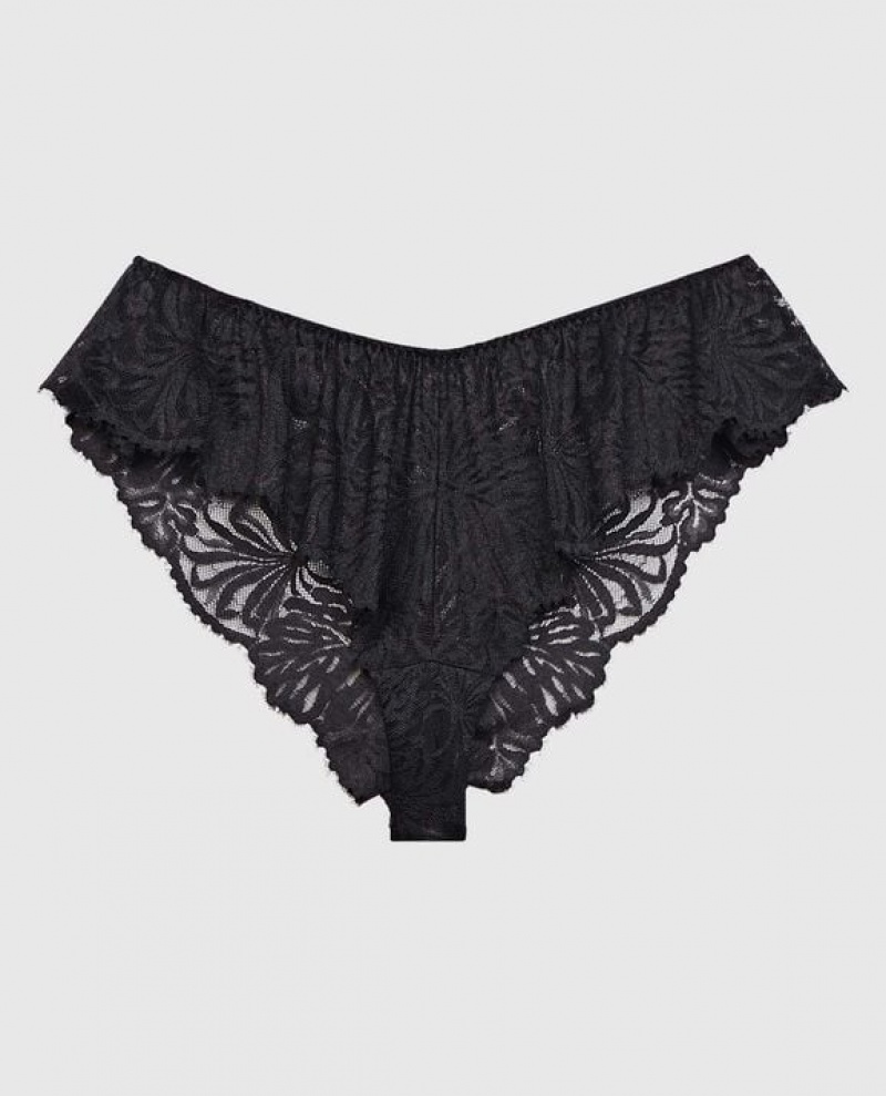 Women\'s La Senza Lace Cheeky Panty Underwear Black | UWqE4O28