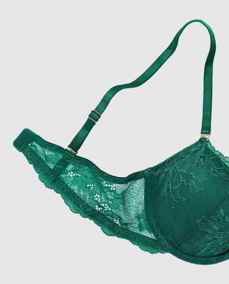 Women's La Senza Lightly Lined Demi Bras Green | WqUQdvt7