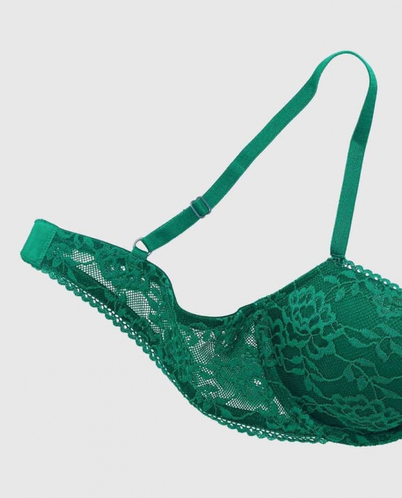 Women's La Senza Lightly Lined Demi Bras Green | 5AJrSkzB