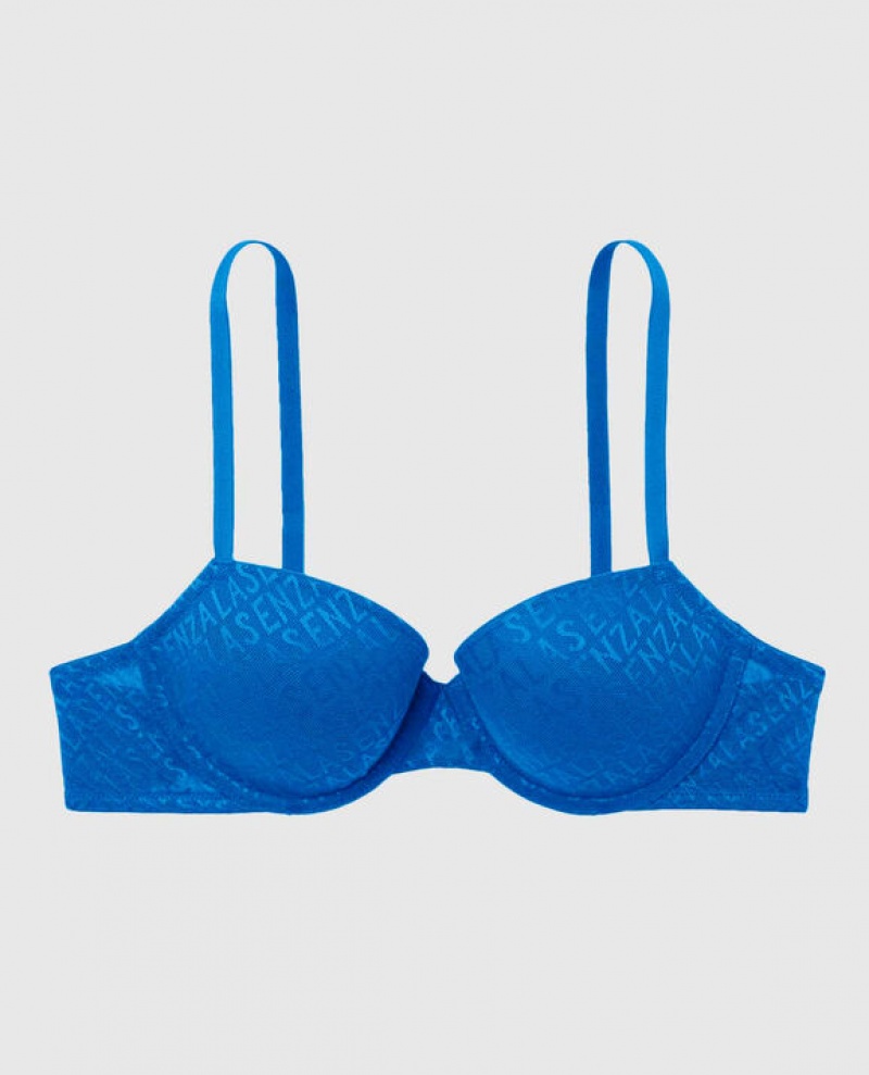 Women\'s La Senza Lightly Lined Demi Bras Deep Blue | HfgND1es