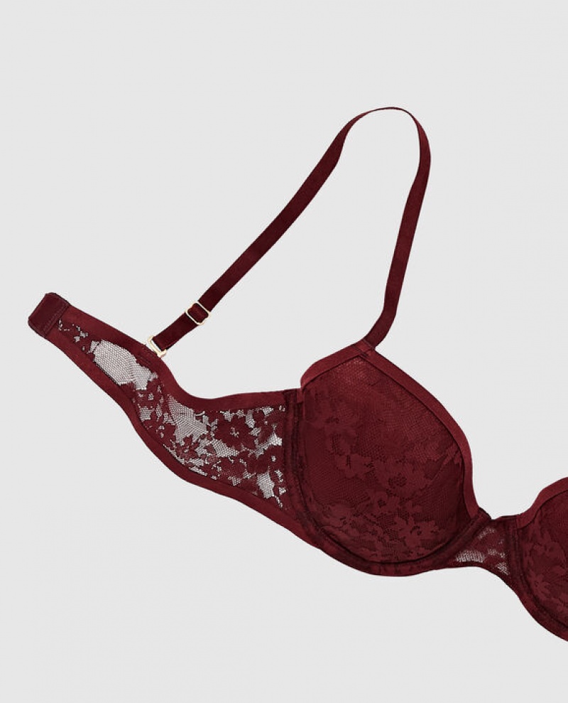 Women's La Senza Lightly Lined Demi Bras Red Burgundy | WFlhPL2c