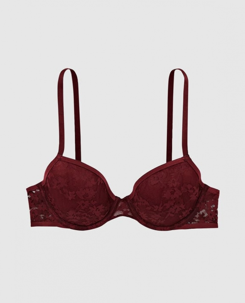 Women\'s La Senza Lightly Lined Demi Bras Red Burgundy | WFlhPL2c