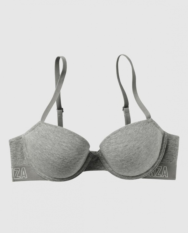 Women\'s La Senza Lightly Lined Demi Bras Grey | I0fl8Qu5