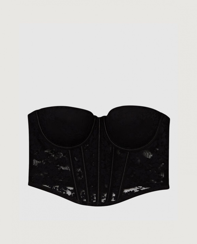 Women's La Senza Lightly Lined Strapless Top Bras Black | GS8nXVkA