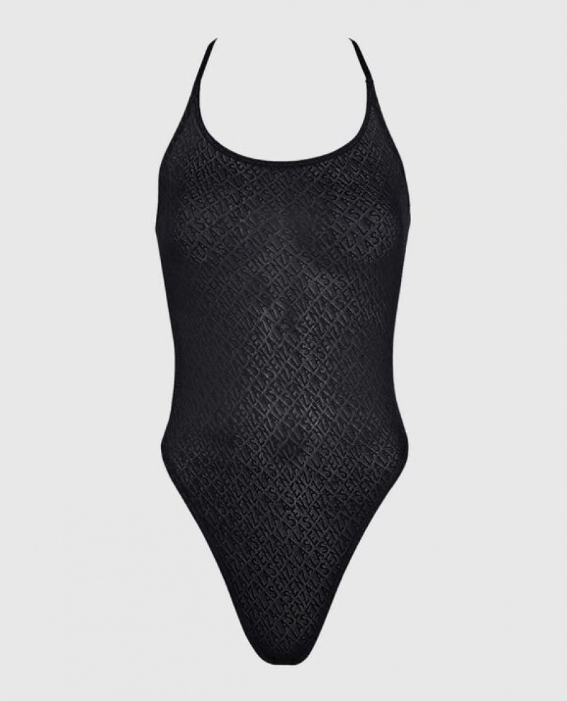 Women\'s La Senza Logo Mesh Bodysuit Lingerie Black | 0pWzCsRJ