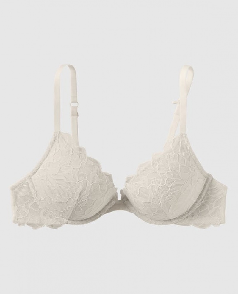 Women\'s La Senza Push Up Plunge Bras Cream | Mm5OM9QW