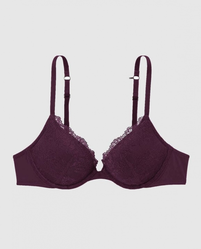 Women\'s La Senza Push Up Plunge Bras Purple | aIGBTLJT