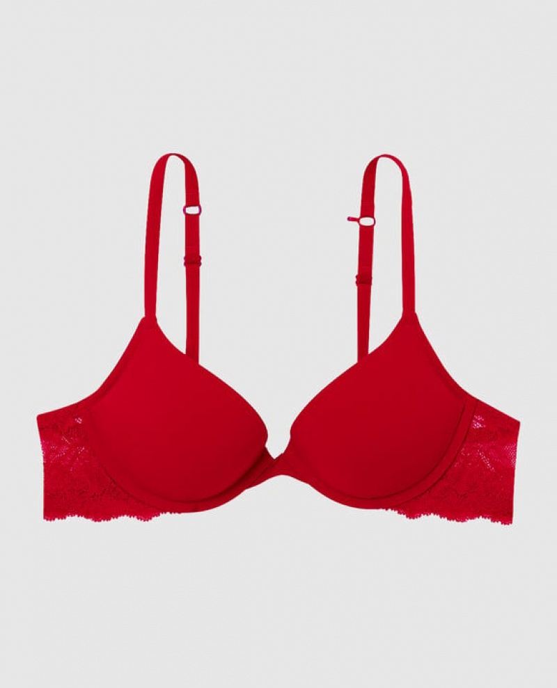 Women\'s La Senza Push Up Plunge Bras Red | 2nFkZYDs