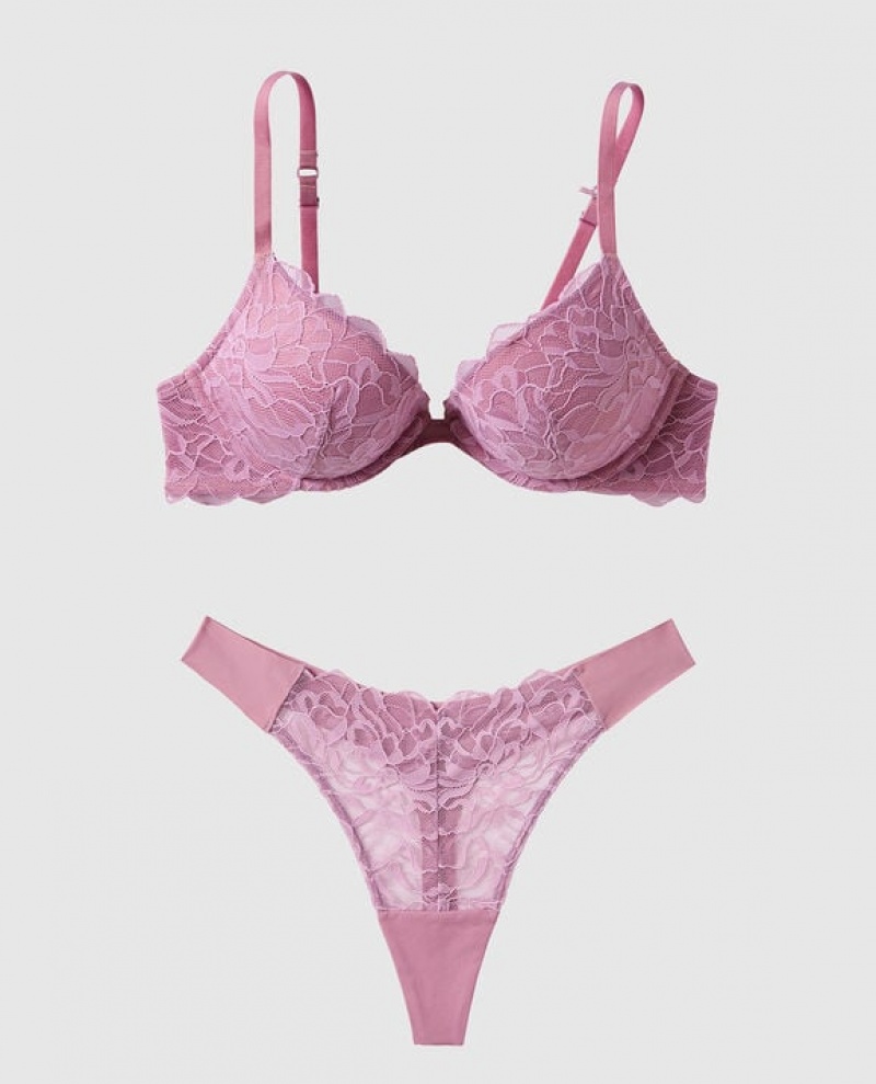 Women's La Senza Push Up Plunge Bras Rosecrush | g7ja4OLQ