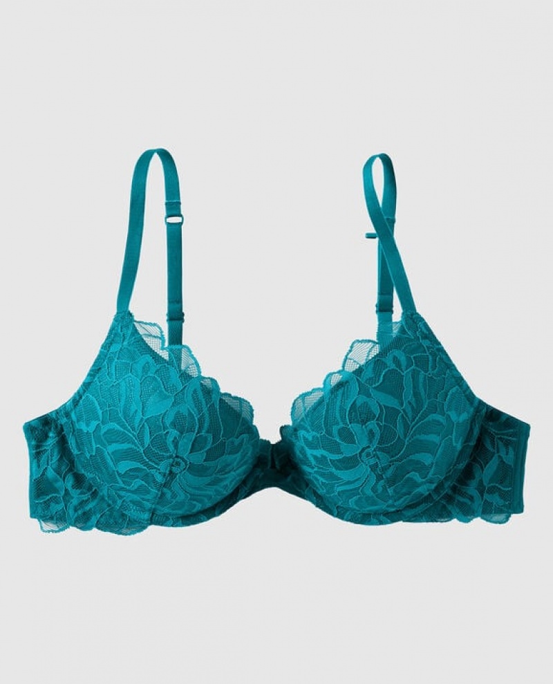 Women\'s La Senza Push Up Plunge Bras Tahitian Tide | ARPzeTgX