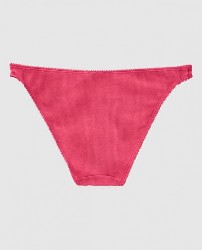 Women's La Senza Ribbed Bikini Panty Underwear Sweet Raspberry | WDpOGWku