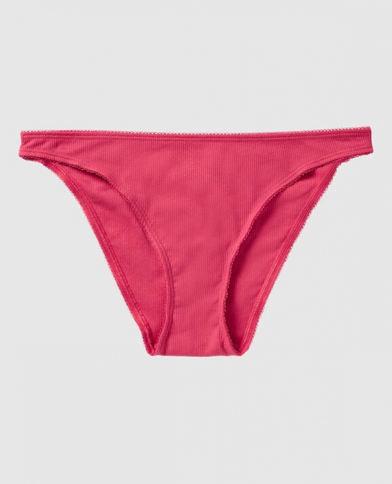 Women\'s La Senza Ribbed Bikini Panty Underwear Sweet Raspberry | WDpOGWku