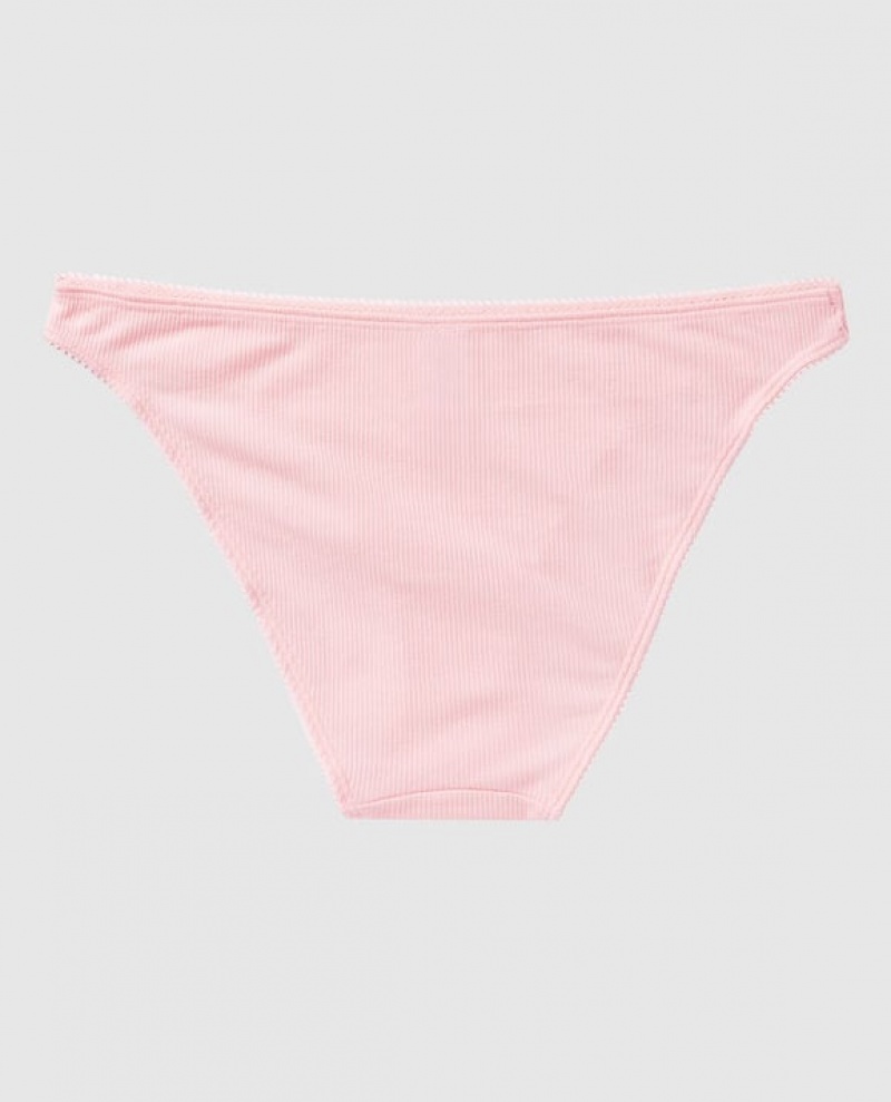 Women's La Senza Ribbed Bikini Panty Underwear Pink | RX8FnUHb