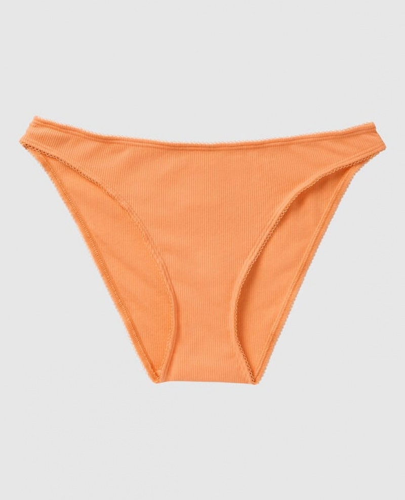 Women\'s La Senza Ribbed Bikini Panty Underwear Orange Cream | NpfFZKHf