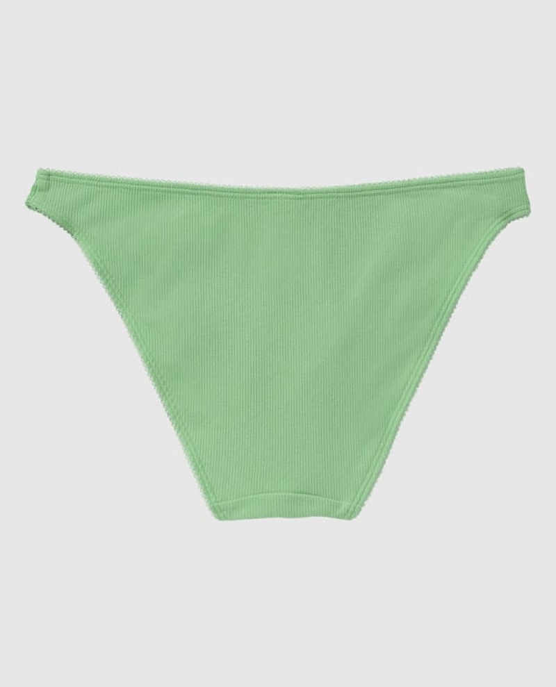 Women's La Senza Ribbed Bikini Panty Underwear Mint | cWZRfpU7