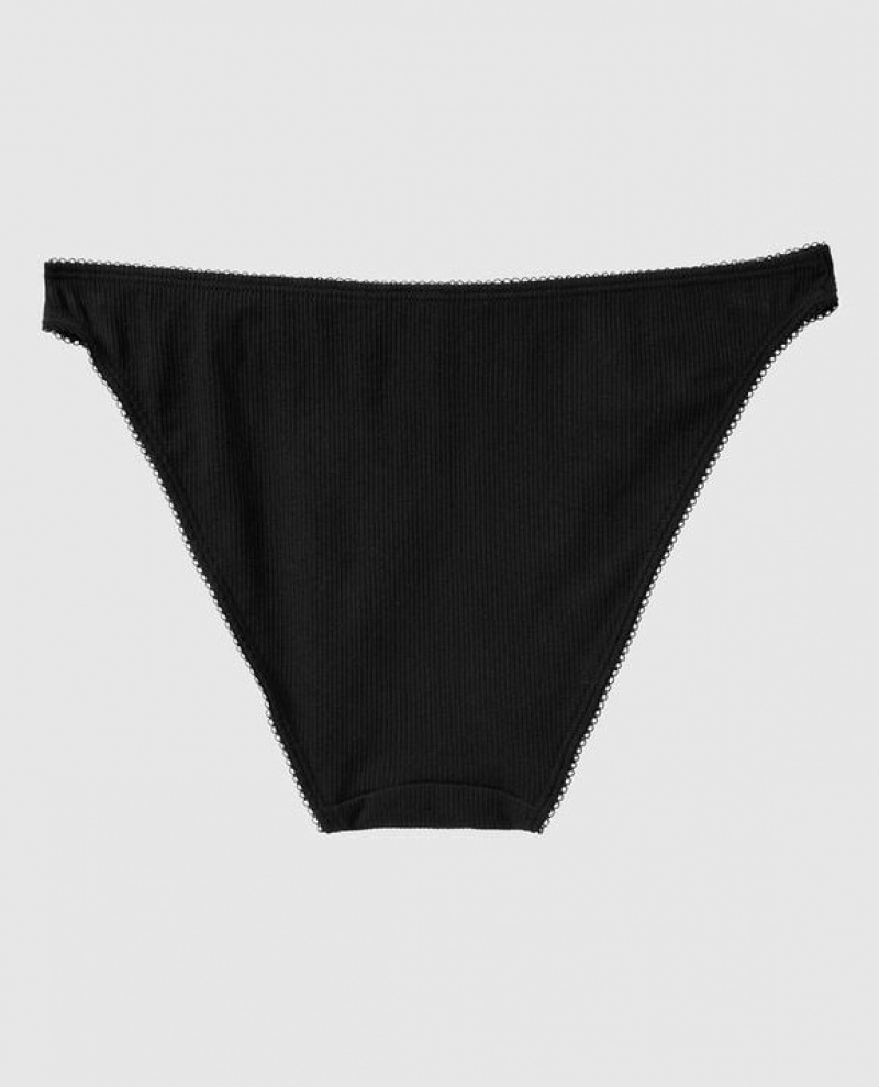 Women's La Senza Ribbed Bikini Panty Underwear Black | nPbaXxQ4