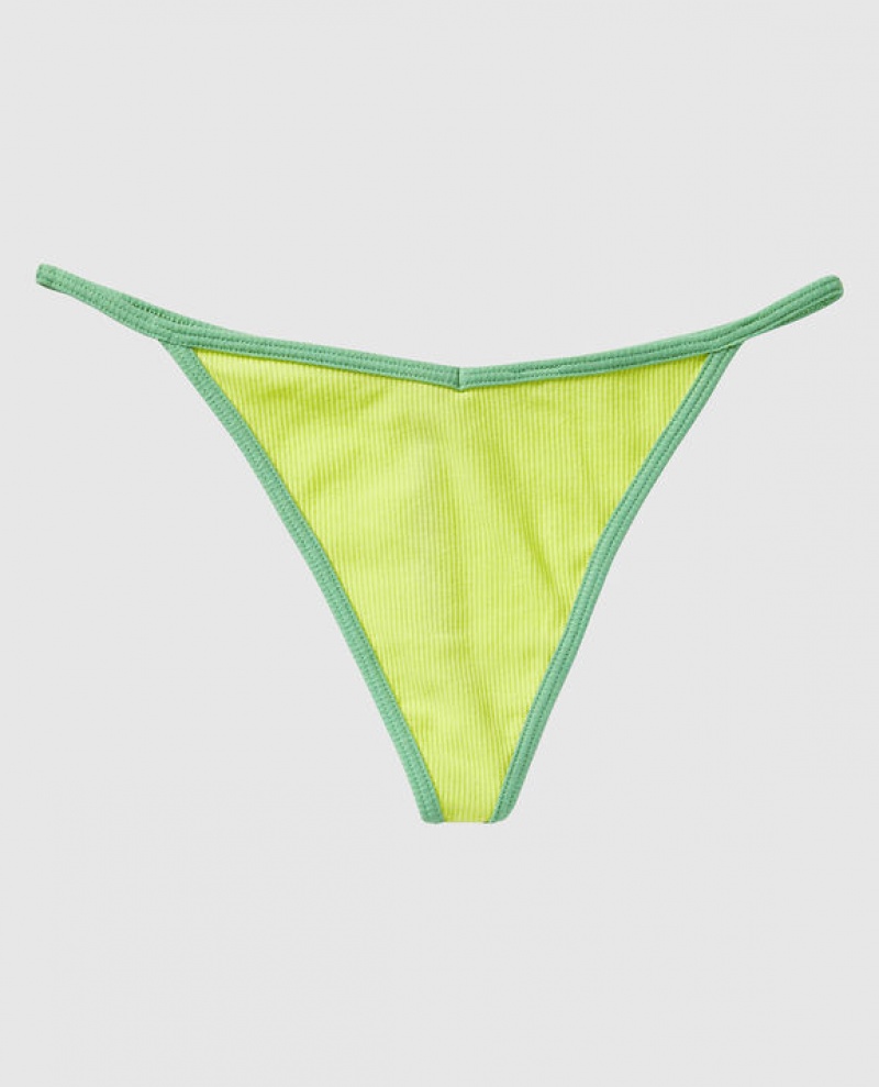 Women\'s La Senza Ribbed G-String Panty Underwear Green | zHn39A6l