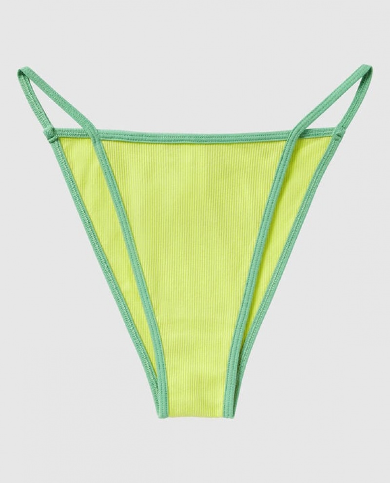 Women\'s La Senza Ribbed Mini Cheeky Panty Underwear Green | 0yy2USVy