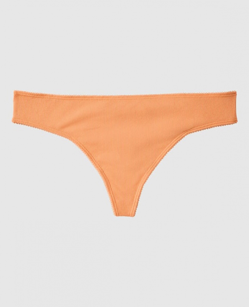 Women\'s La Senza Ribbed Thong Panty Underwear Orange Cream | VZlQb9Xe