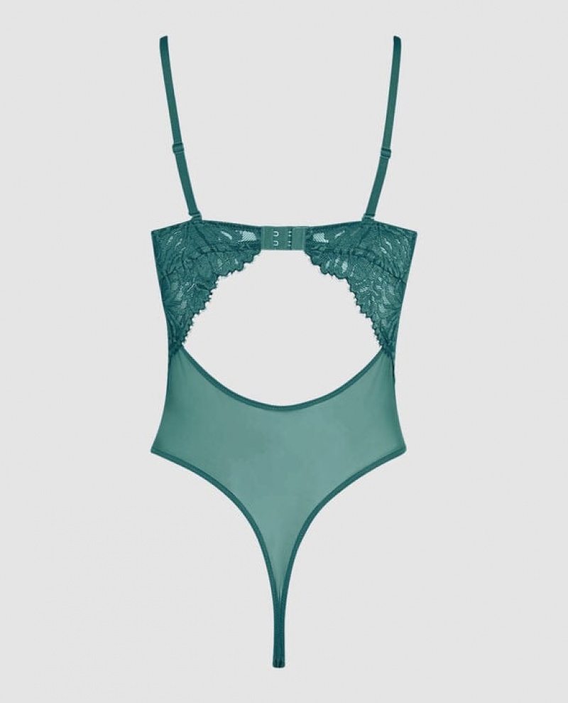 Women's La Senza Strapless Lace Bodysuit Lingerie Tidal Turq | cSW0Ju4L