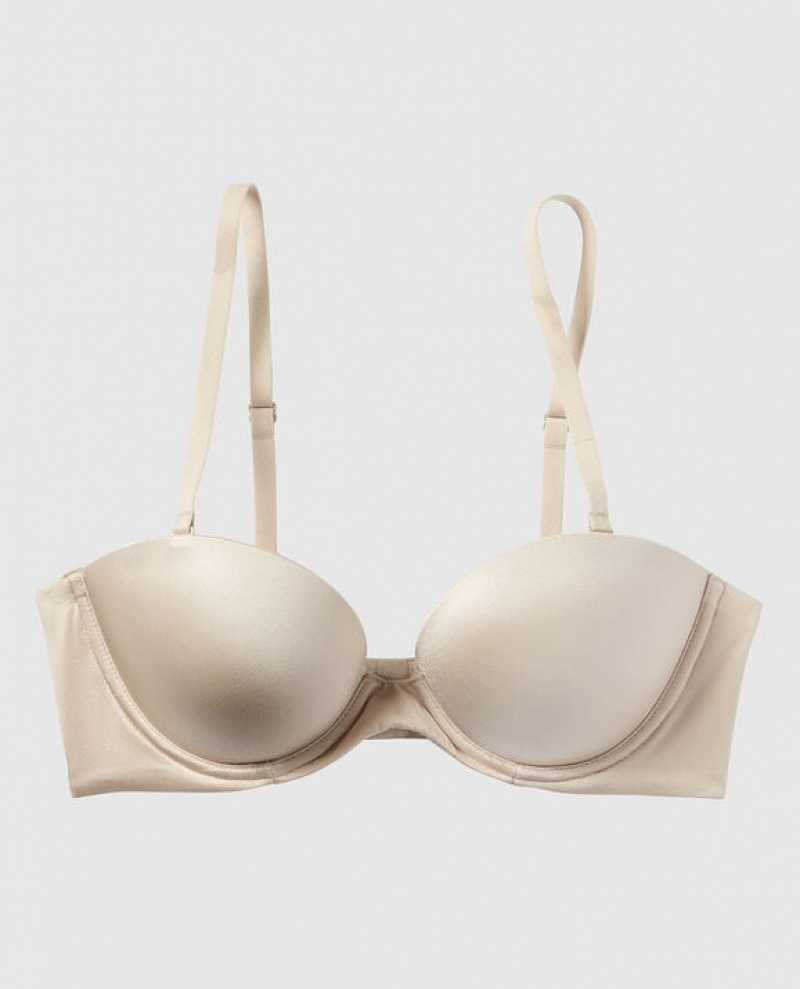 Women's La Senza Strapless Push Up Bras Brown | oJoxj9qj