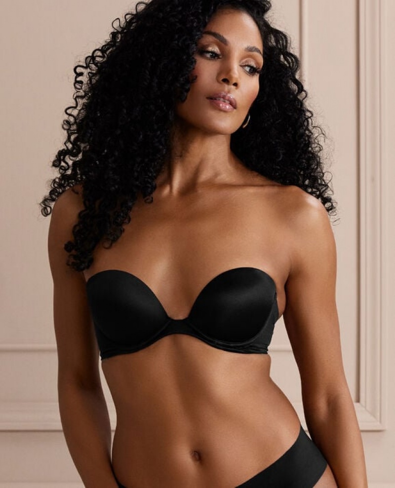 Women's La Senza Strapless Push Up Bras Black | bYtAemEf