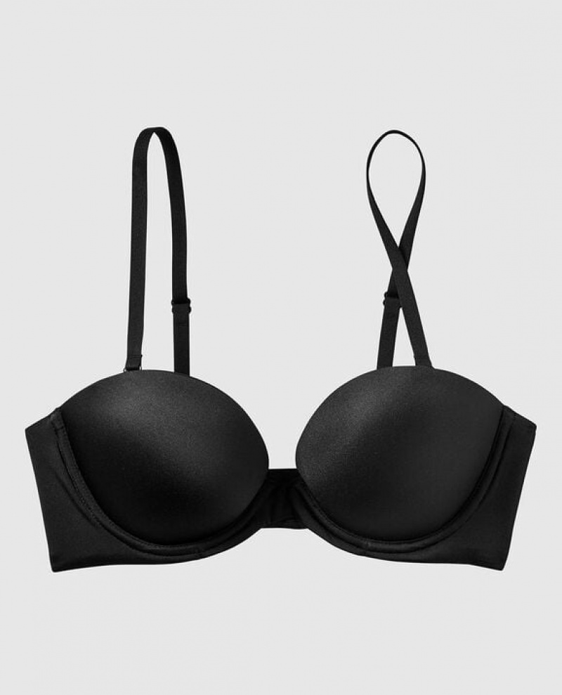 Women's La Senza Strapless Push Up Bras Black | bYtAemEf