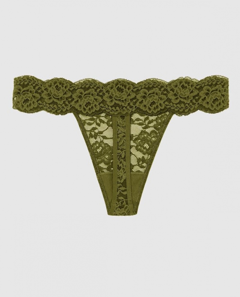 Women's La Senza Thong Panty Underwear Avocado | F6yAcigz